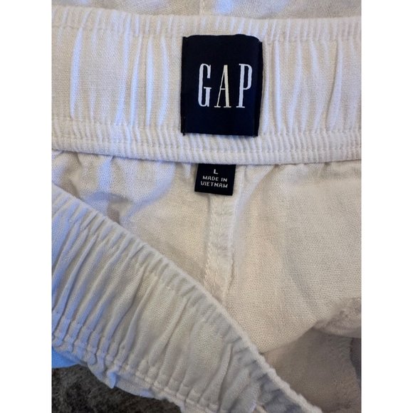 Gap Womens White Linen-Blend Shorts With Elastic Waistband & Back Pockets Large - Picture 4 of 8